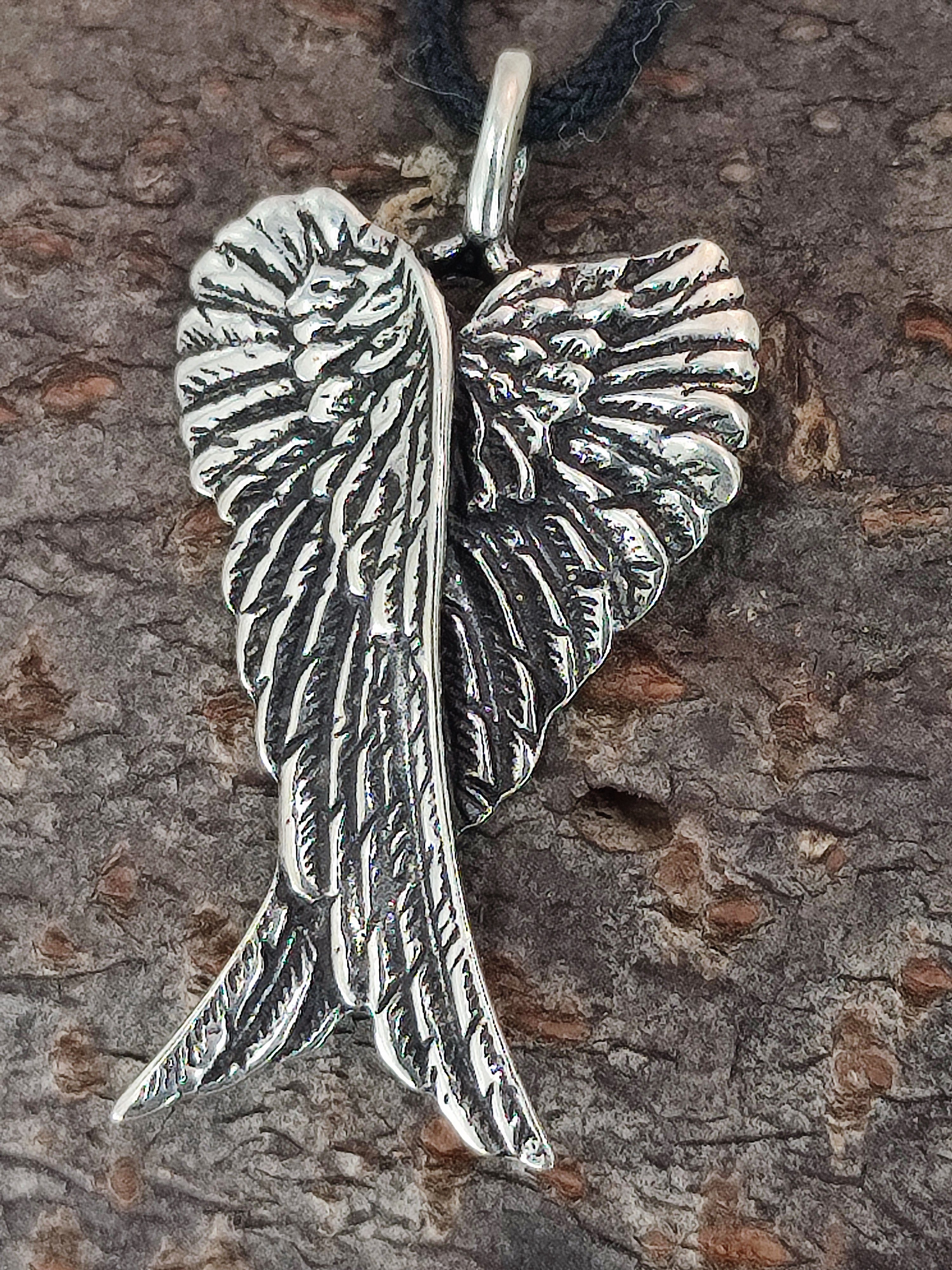Engelsflügel of Schutzengel Flügel Leather Kettenanhänger Engelflügel, Silber Engel (Sterlingsilber) Kiss 925