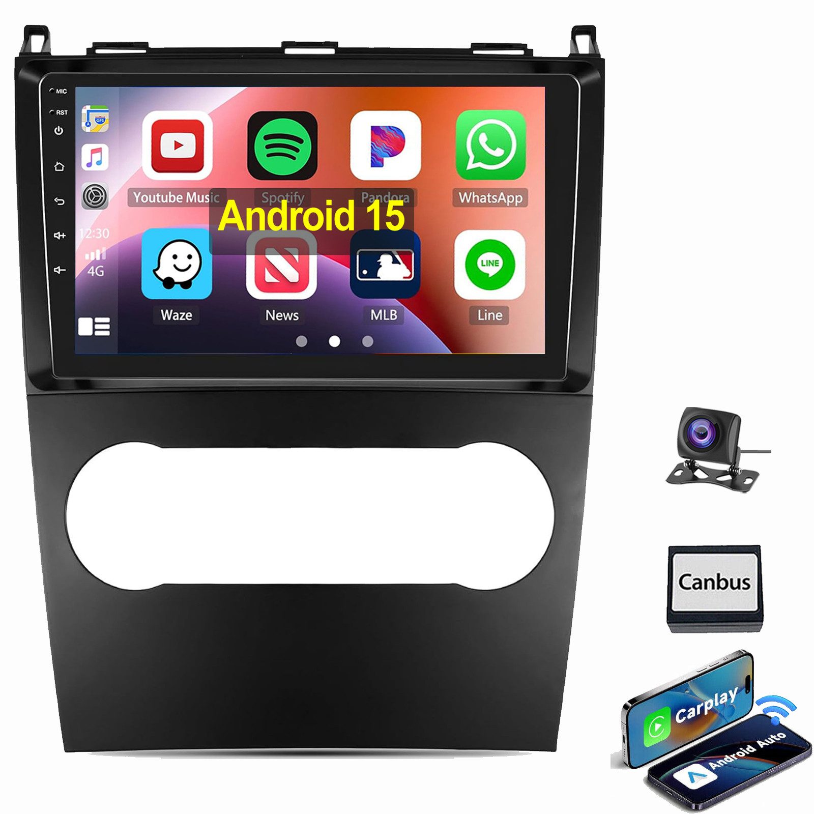 ESSGOO Android 15 Für Mercedes Benz A/ B-Klasse W245 W169 Autoradio Autoradio (RDS, 4+64GB optional, Digitalradio (DAB), FM, Apple Carplay Android Auto GPS Navi WIFI BT SWC EQ)