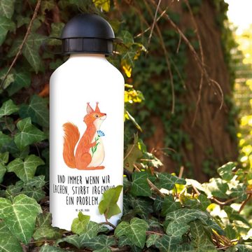 Mr. & Mrs. Panda Trinkflasche Eichhörnchen Blume - Weiß - Geschenk, Trinkflasche, Motivation Sprüch, Farbenfrohe Motive