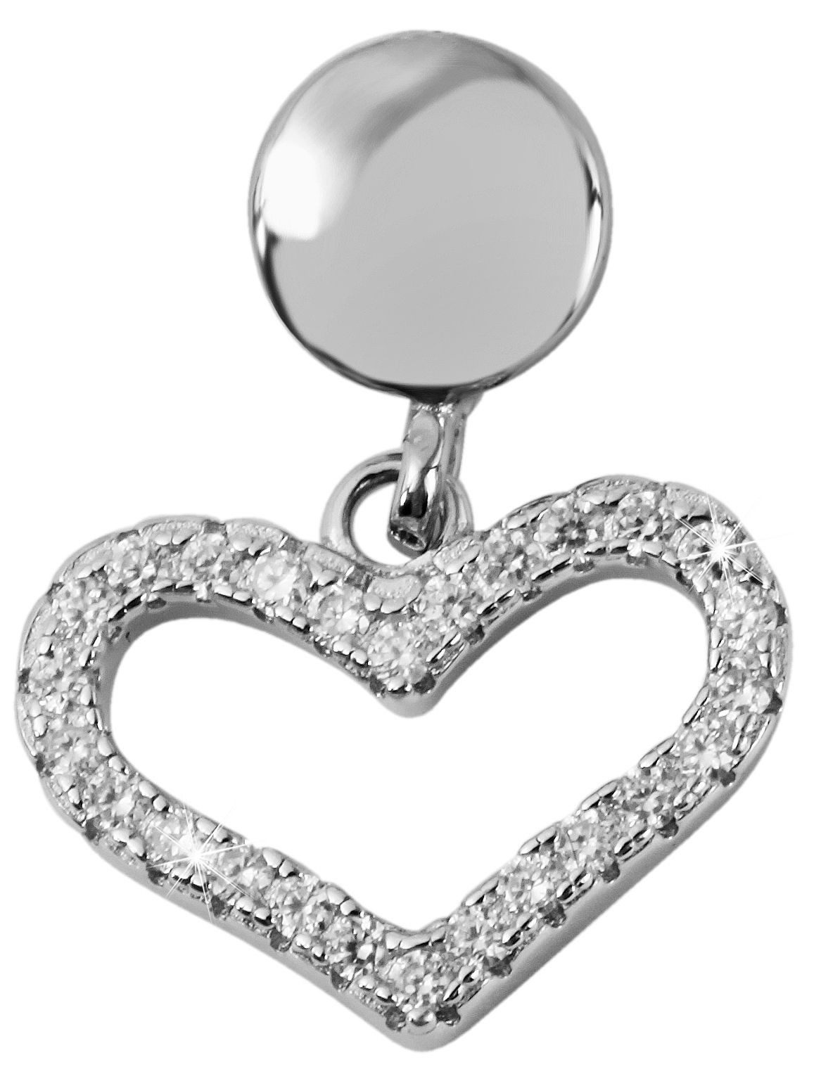 Kettenanhänger Anhänger – Herzanhänger aus 925 Silber mit Zirkonia