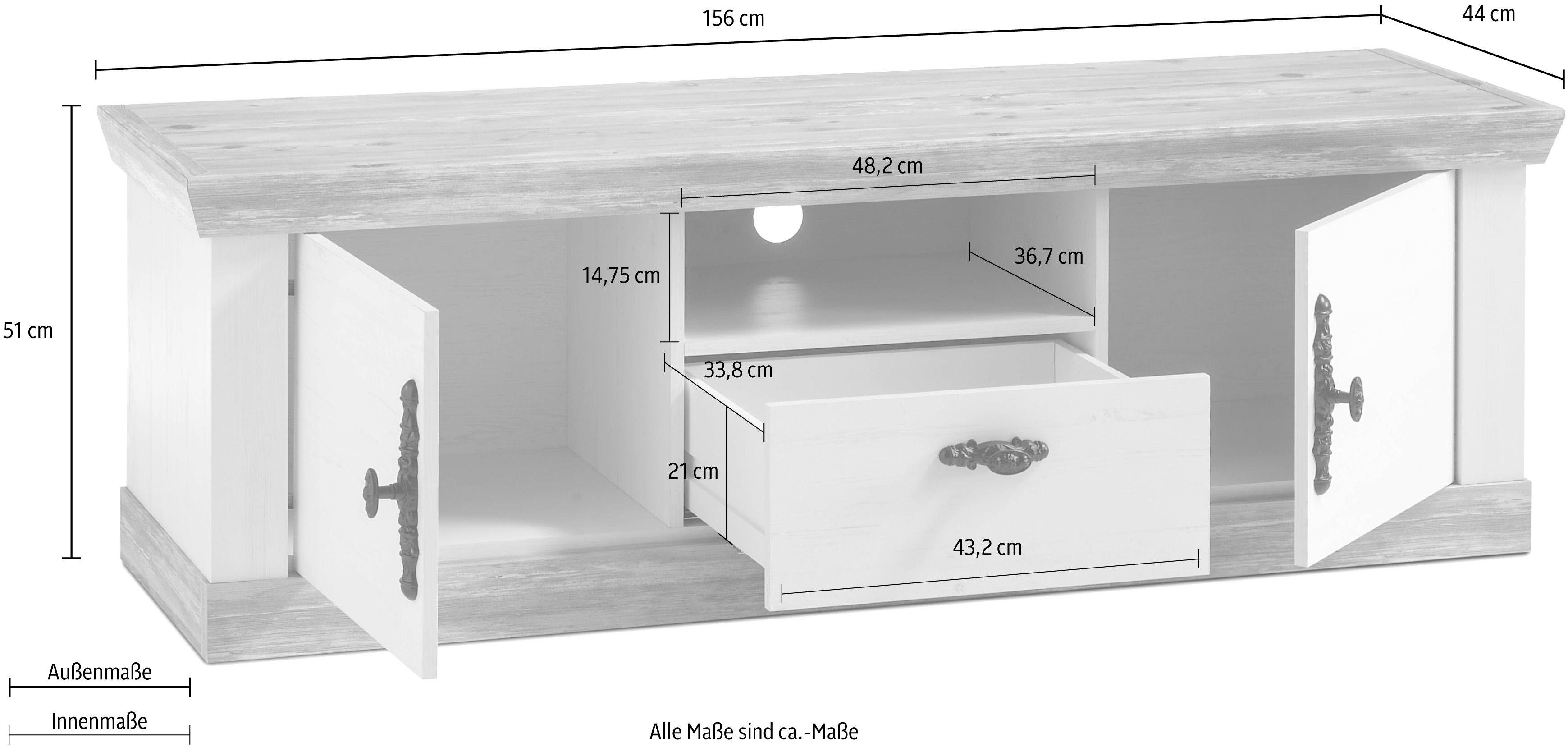 Home affaire Lowboard FlorenzTV-Board, TV-Schrank, im romantischen Landhaus-Look, Fernsehtisch Breite 156 cm