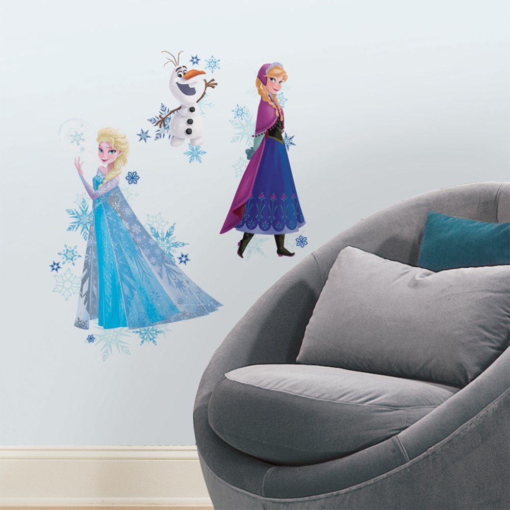 RoomMates Wandsticker DISNEY Frozen Anna, Elsa & Olaf mit Schneeflocken | Wandtattoos