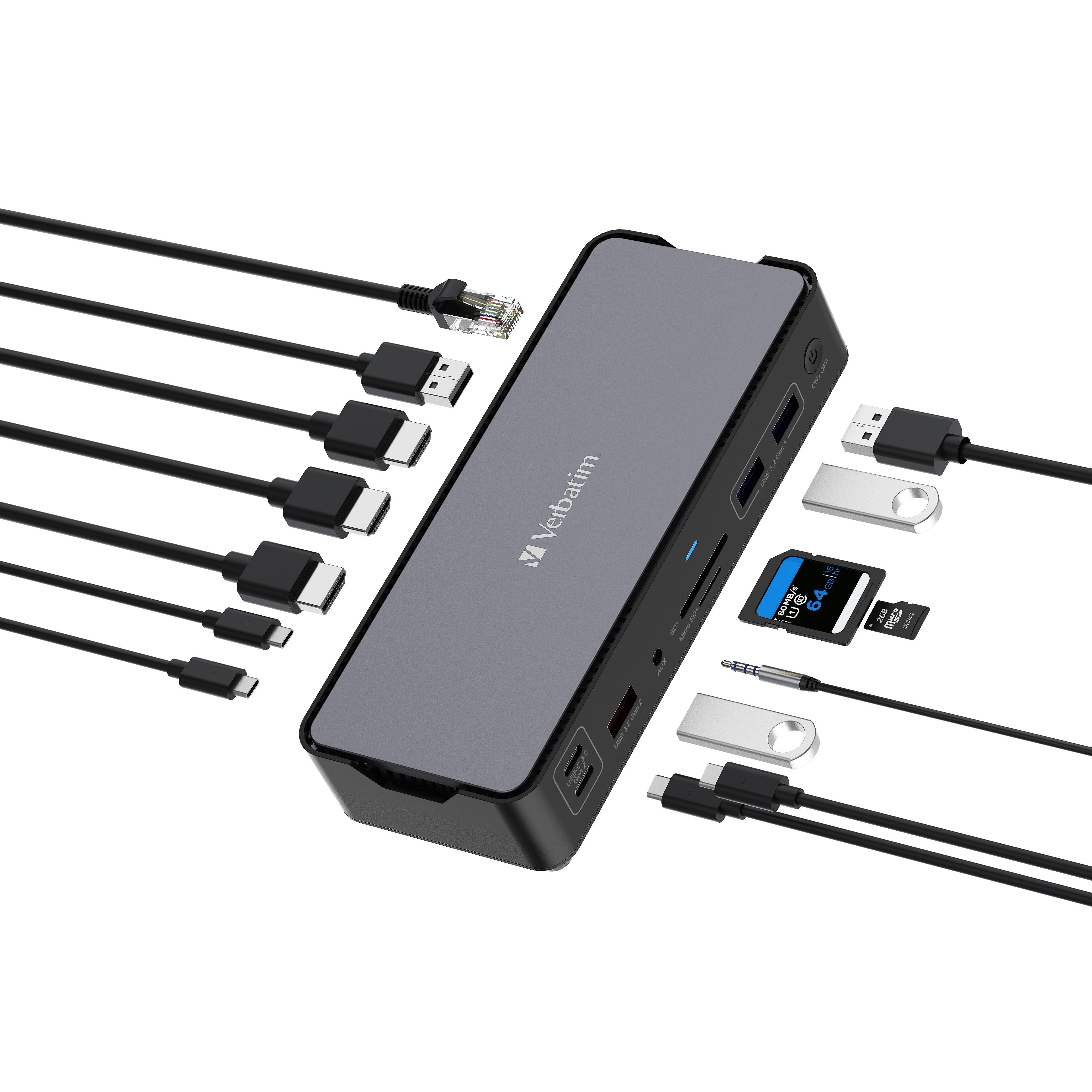 Laptop-Dockingstation, USB-C Pro 15 in 1 Docking Station, Integrierter SD Slot