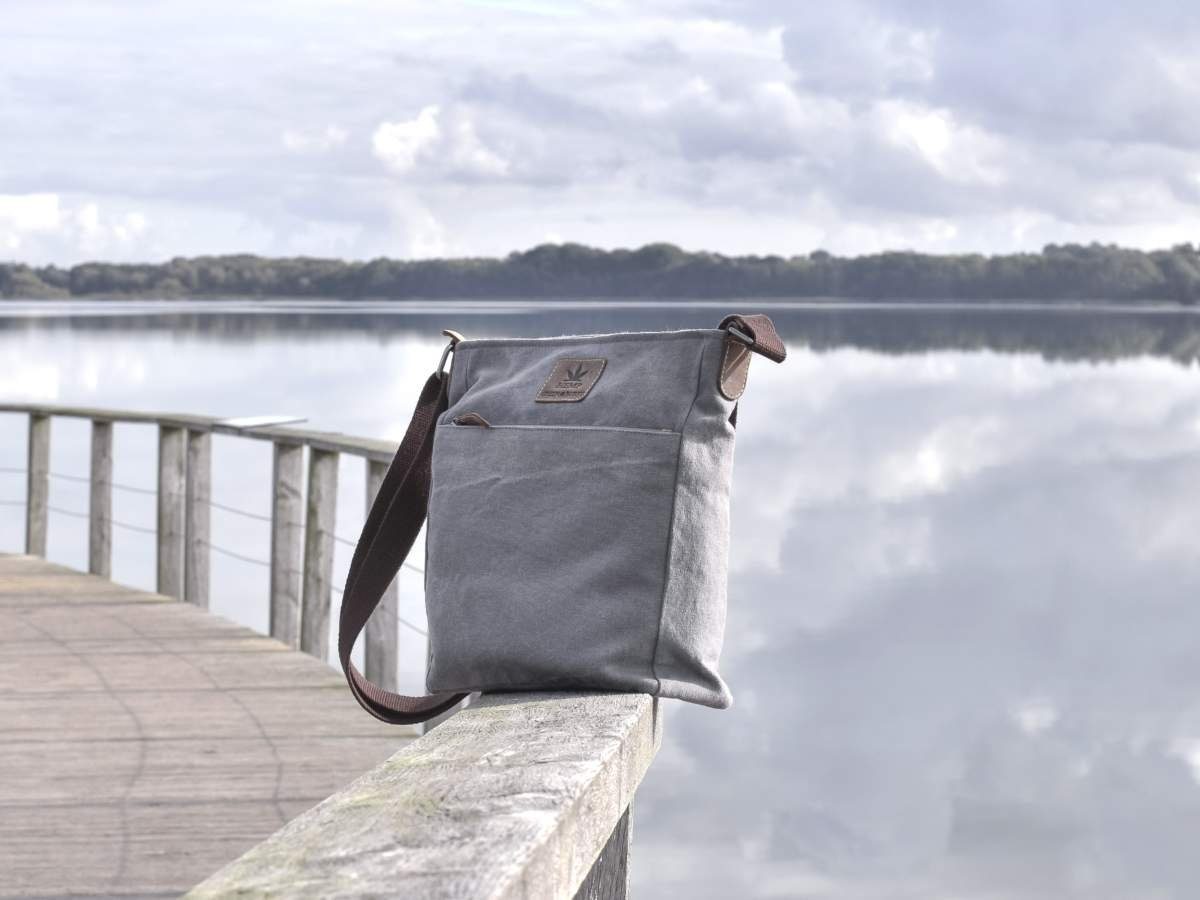 Greenburry Umhängetasche Vintage Hemp, Schultertasche, MessengerBag, Hanf und Leder