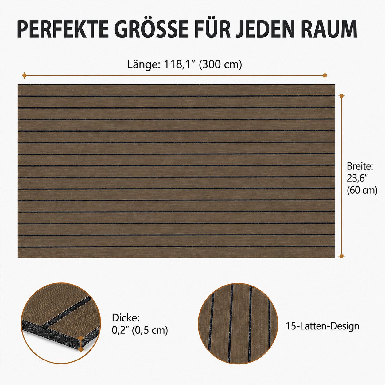 BlingBin Wandpaneel Selbstklebende 3D Wandpaneele, Lamellentapete, Holzlatten-Tapete, BxL: 60x300 cm, 1,8 qm, (3D Wandverkleidung in Rollenform, 1-tlg., wanddek – Bild 3 von 5