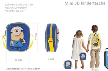 Sieber Kindergartentasche Minions Freizeittasche Kindergarten Tasche Kinditasche, Kinder Geschenk klein 3D Motiv Minions Blau Gelb 20410-0400 + Elefant