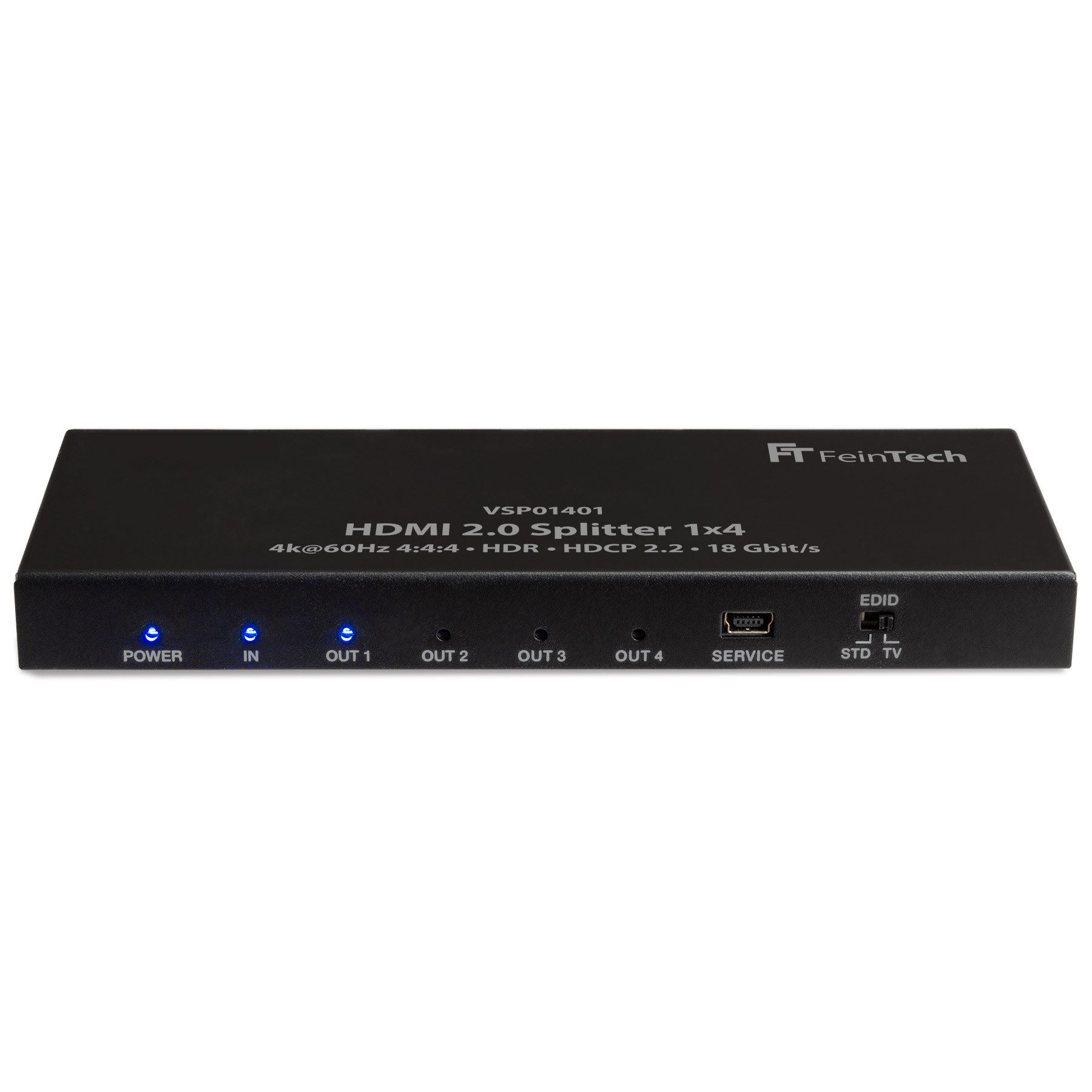 FeinTech HDMI-Splitter VSP01401 HDMI 2.0 Splitter 1x4, Downscaler, EDID-Management