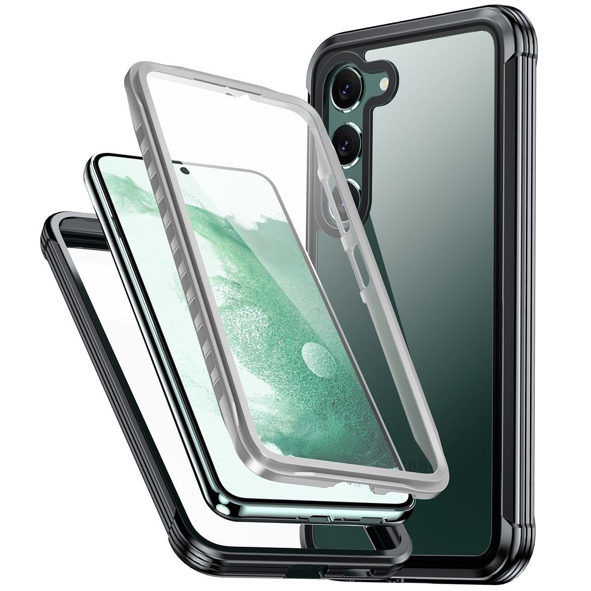 Handyhülle Für Samsung Galaxy S23+ Plus 360 Grad Full Body Handy Tasche Hülle Schutz Etuis Transparent Neu