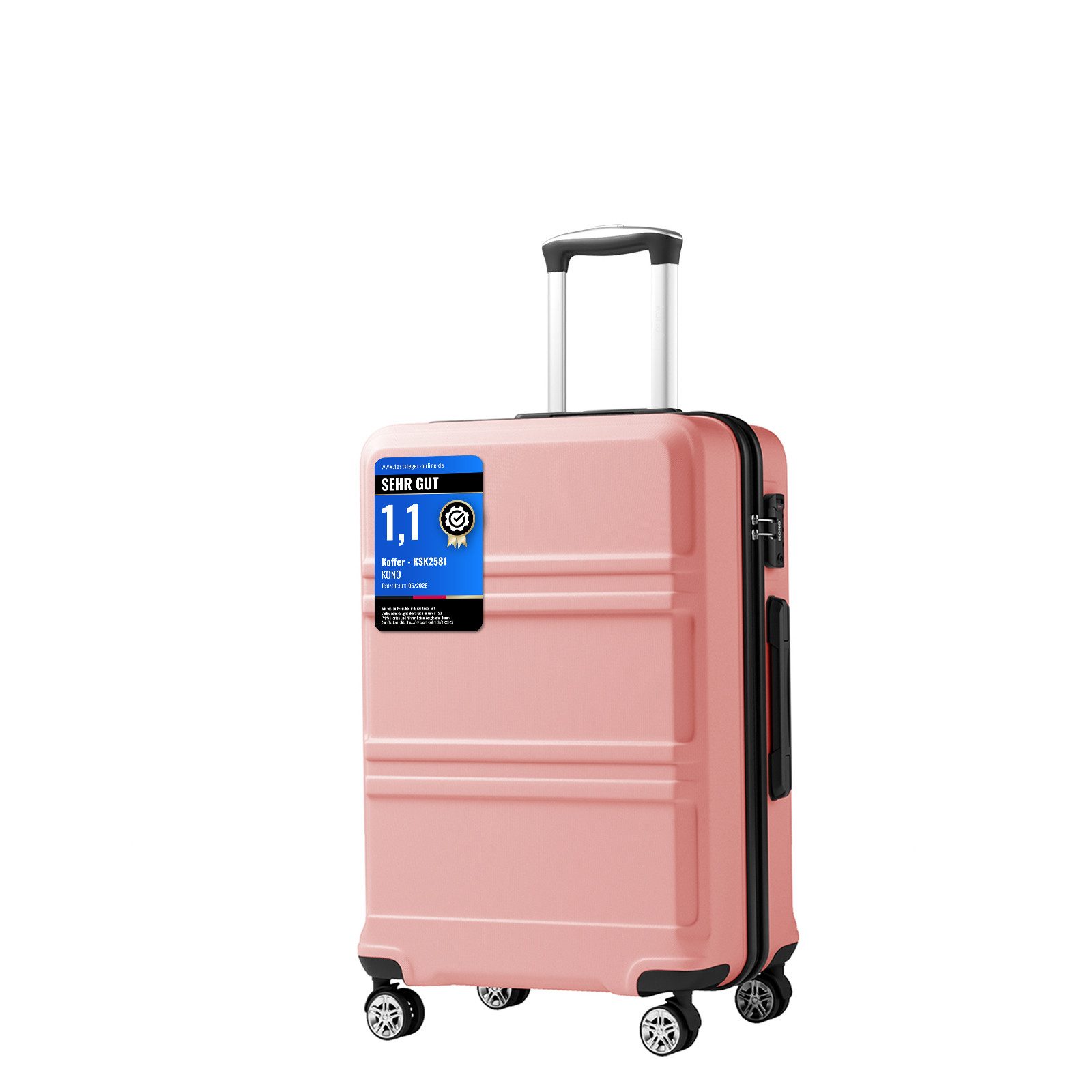 KONO Hartschalen-Trolley mit TSA-Schloss - Reisekoffer und Rollkoffer in einem