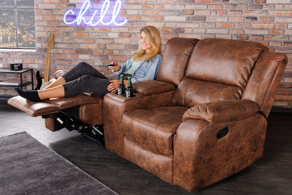 riess-ambiente TV-Sessel HOLLYWOOD antik braun (Einzelartikel, 1-St), Wohnzimmer · Getränkehalter · Federkern · Kinositz · 2-Sitzer · Modern