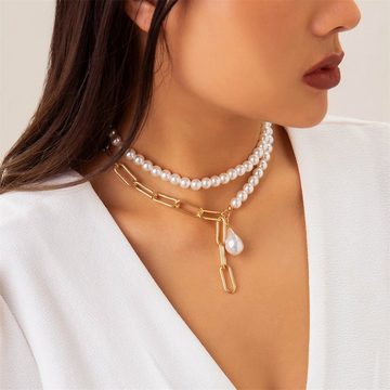 SOTOR Choker-Set Damen Vintage faux Perle Halskette Set,böhmische Halskette mit Zubehör, Modeschmuck für Damen