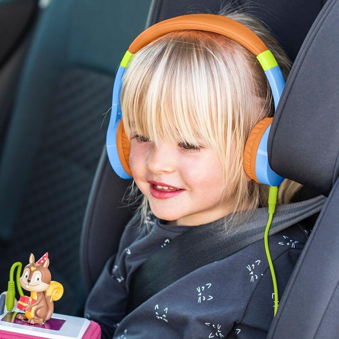 Hama Kinderkopfhörer On Ear, Lautstärkebegrenzung, flexibel, Assistant) Kinder-Kopfhörer Siri und robust, Integriertes Mikrofon, stabil Größenverstellbar, (Sprachsteuerung, blau-orange Google