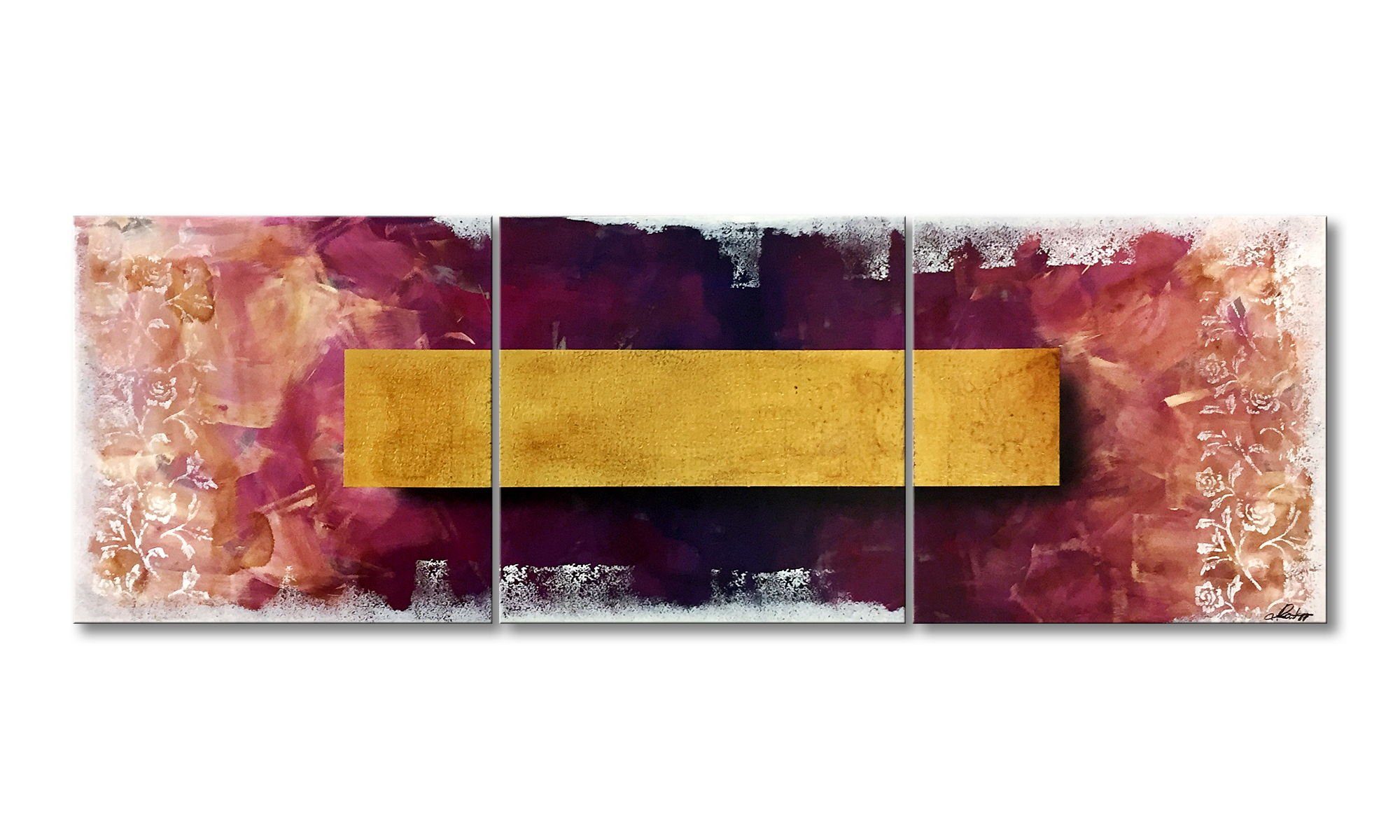 WandbilderXXL Gemälde Golden Darkness 180 x 60 cm, Abstraktes Gemälde, handgemaltes Unikat