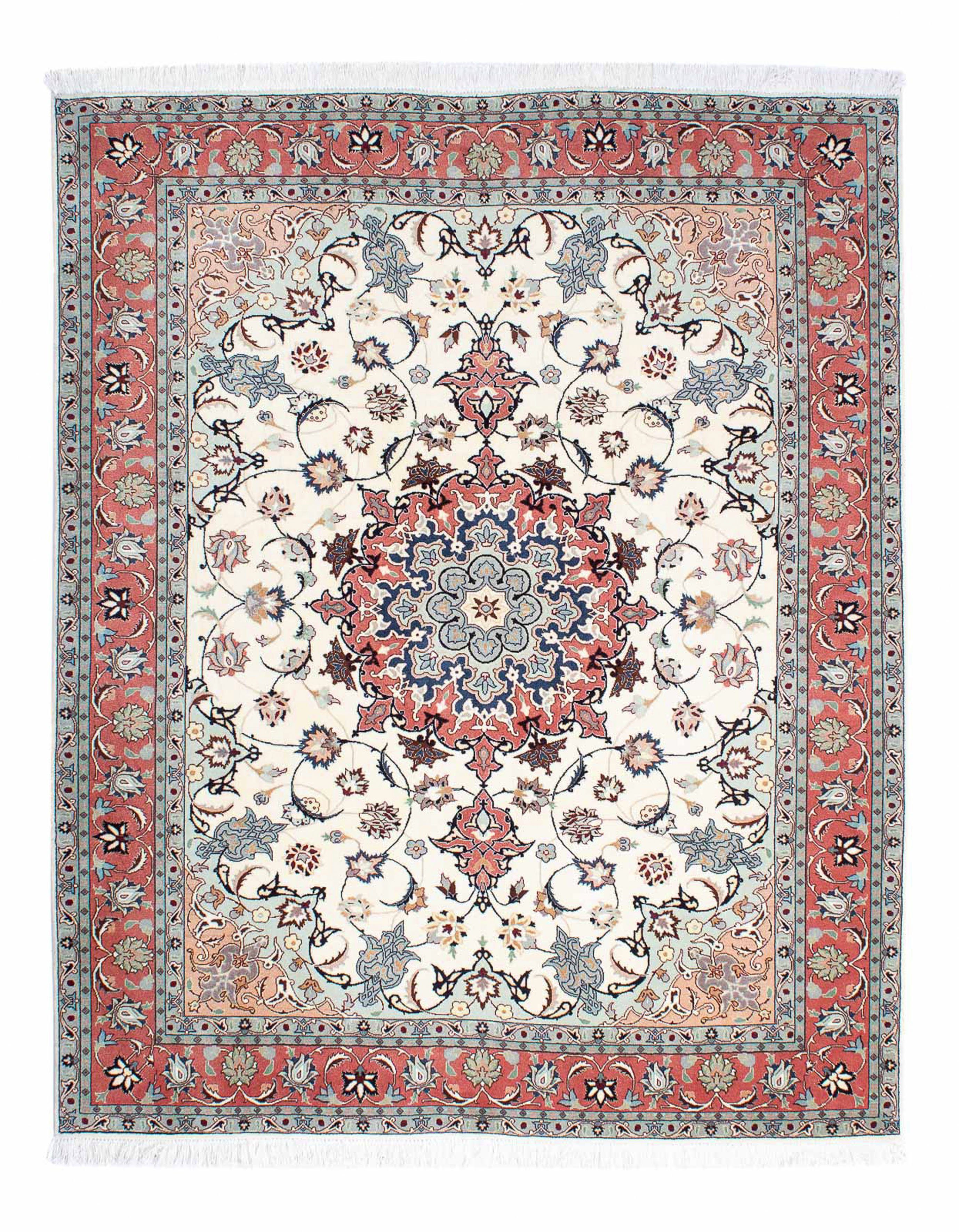 Perser Orientteppich - x - 158 rechteckig, - mm, Einzelstück mit cm Zertifikat Handgeknüpft, Täbriz - Wohnzimmer, beige, 193 Royal 7 morgenland, Höhe: