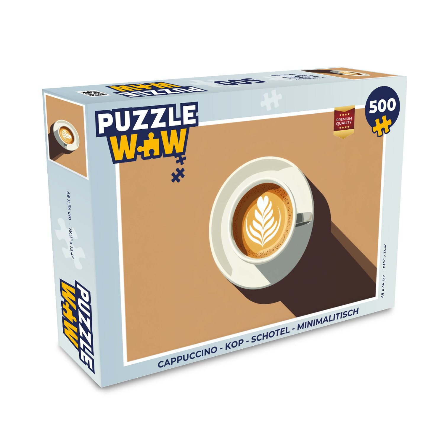 MuchoWow Puzzle Cappuccino - Tasse - Untertasse - Minimalistisch, 500 Puzzleteile, Foto-Puzzle, Bilderrätsel, Puzzlespiele, Spielzeug