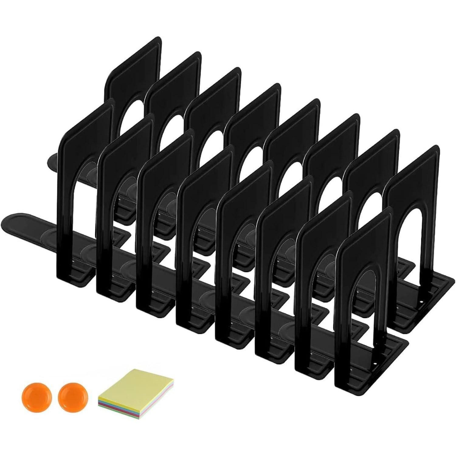 LuxusKollektion Buchstütze Buchstütze Buchhalter Metall Regal Bücher Magazin CD 16 Stück Schwarz