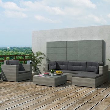 DOTMALL Gartenlounge-Set (6-tlg), für 6 Personen, Polyrattan, wetterfest, mit Kissen