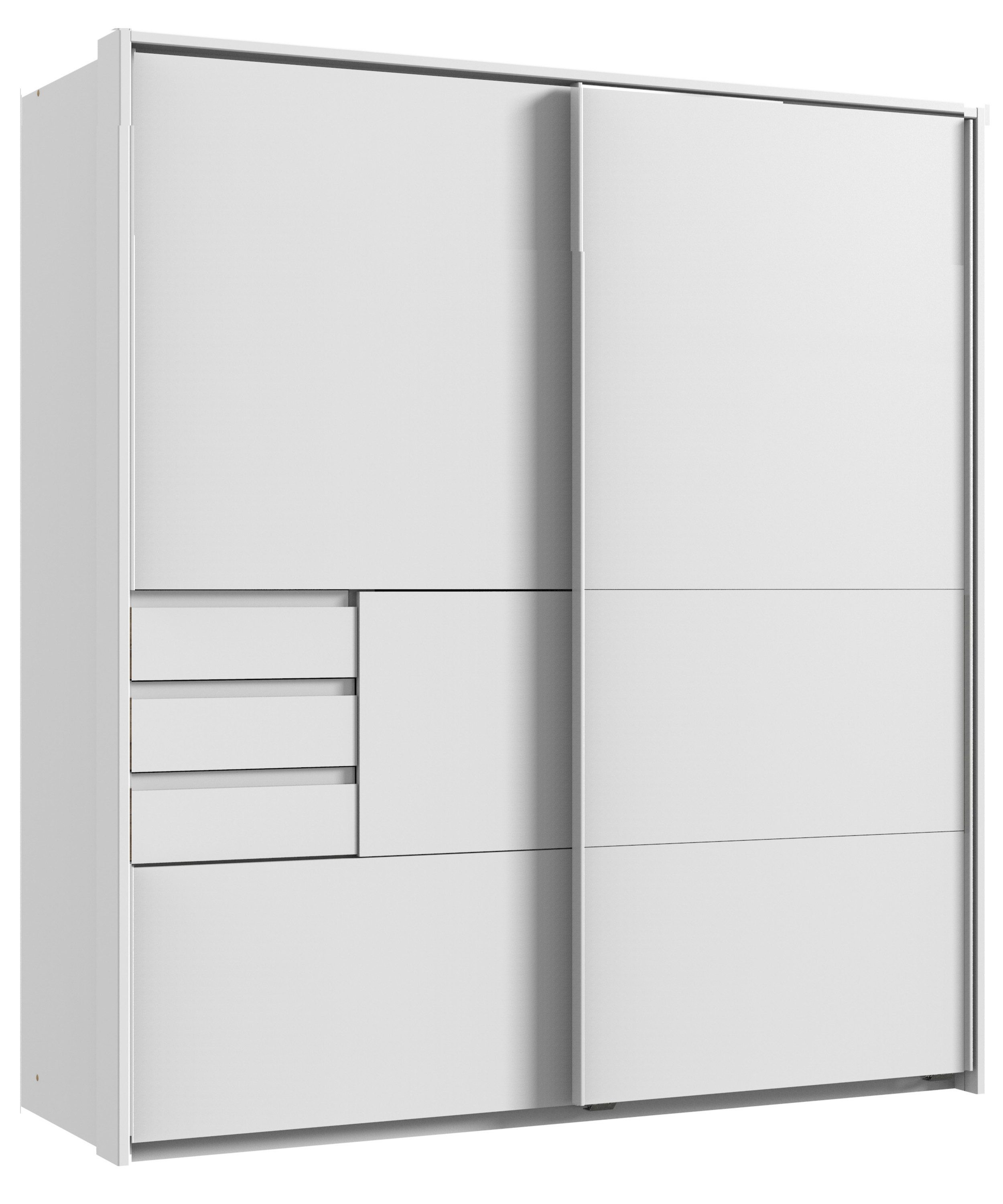 möbel-direkt.de Schwebetürenschrank Bamberg in Weiß (Komplett, 1-St., Kleiderschrank mit oder ohne Spiegel und Passepartout) Made in Germany, großzügige Stauraumaufteilung