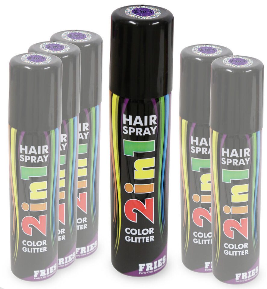Fries Haarfarbe Haarspray 2 in 1 Color Glitter Haar Spray farbiges Sprühdose 100ml, Farbe und Glitzer in einem