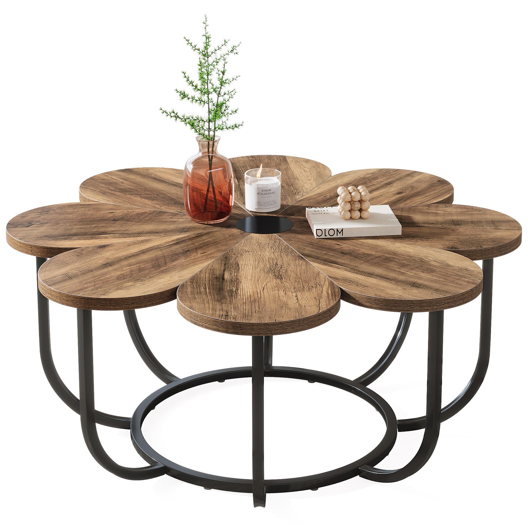 Tribesigns Couchtisch moderner Couchtisch in Blumenform mit Kunstmarmor-Tis günstig online kaufen