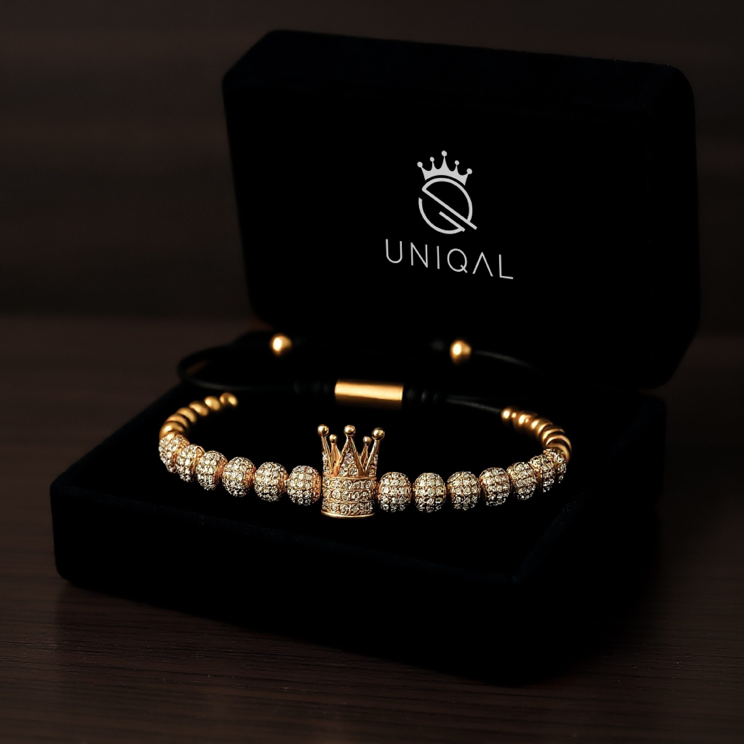 UNIQAL.de Edelstahlarmband Set Edelstahlarmband SET Herren "ROYAL KING" vergoldet - Set 4-Armbänder (Edelstahl, Casual Style, handgefertigt), mit Zirkonia