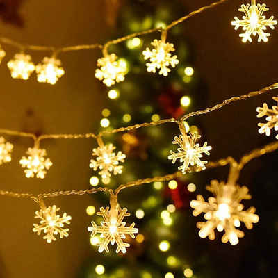Alster Herz LED-Lichterkette Schneeflocken LED Lichterkette, Winter Weihnachten E0204, schafft angenehme Athmosphäre