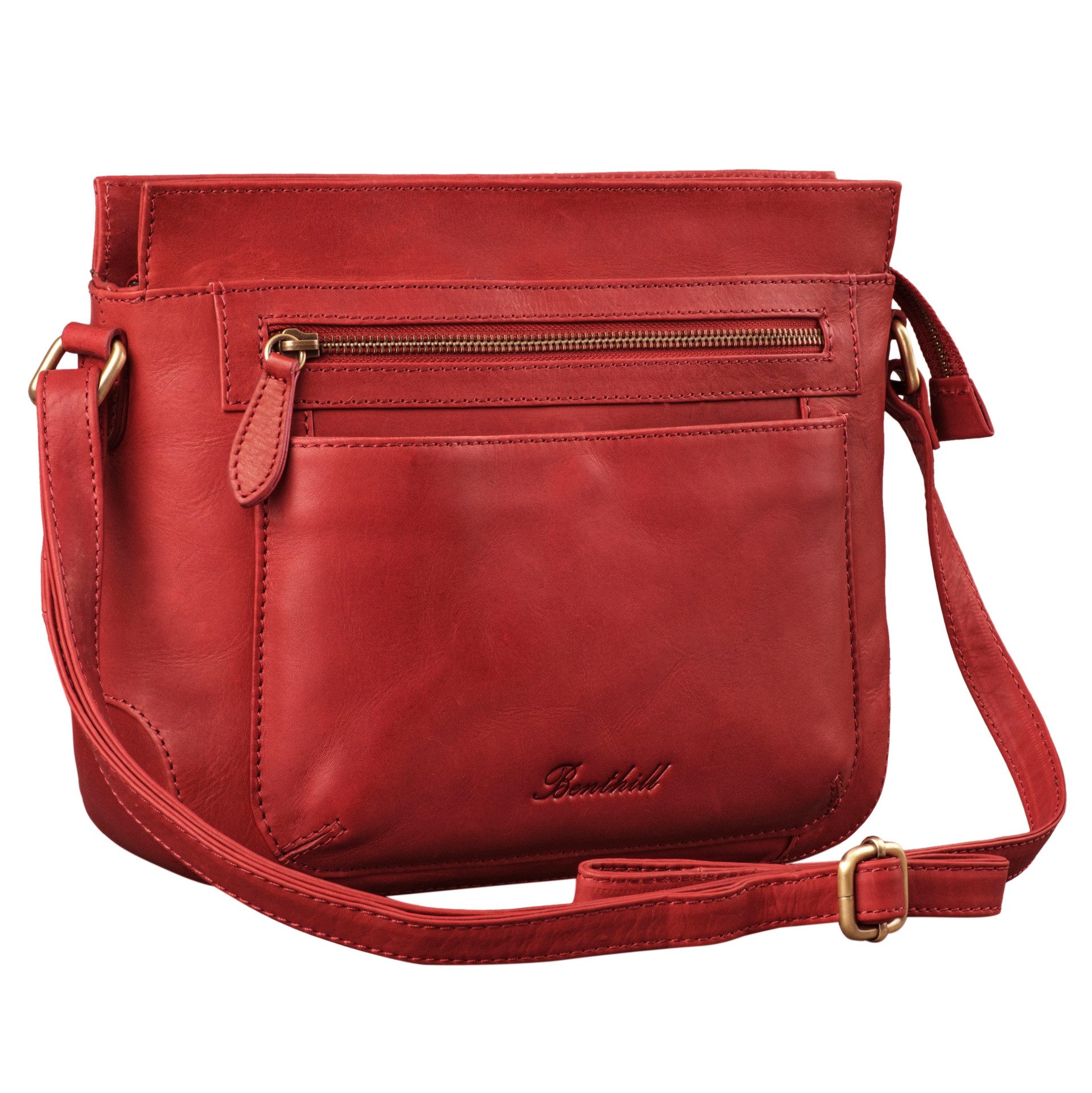 Benthill Umhängetasche Damen Echt Leder Handtasche Vintage Umhängetasche Bag Shopper Frauen, Schultergurt / Umhängegurt Reißverschlussfach