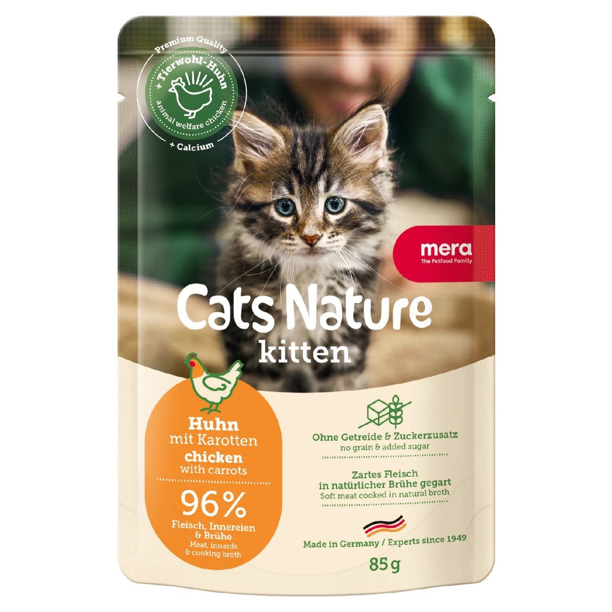 Mera Nature Kitten Huhn 85 g - 12 Stück, Nassfutter für: Katze