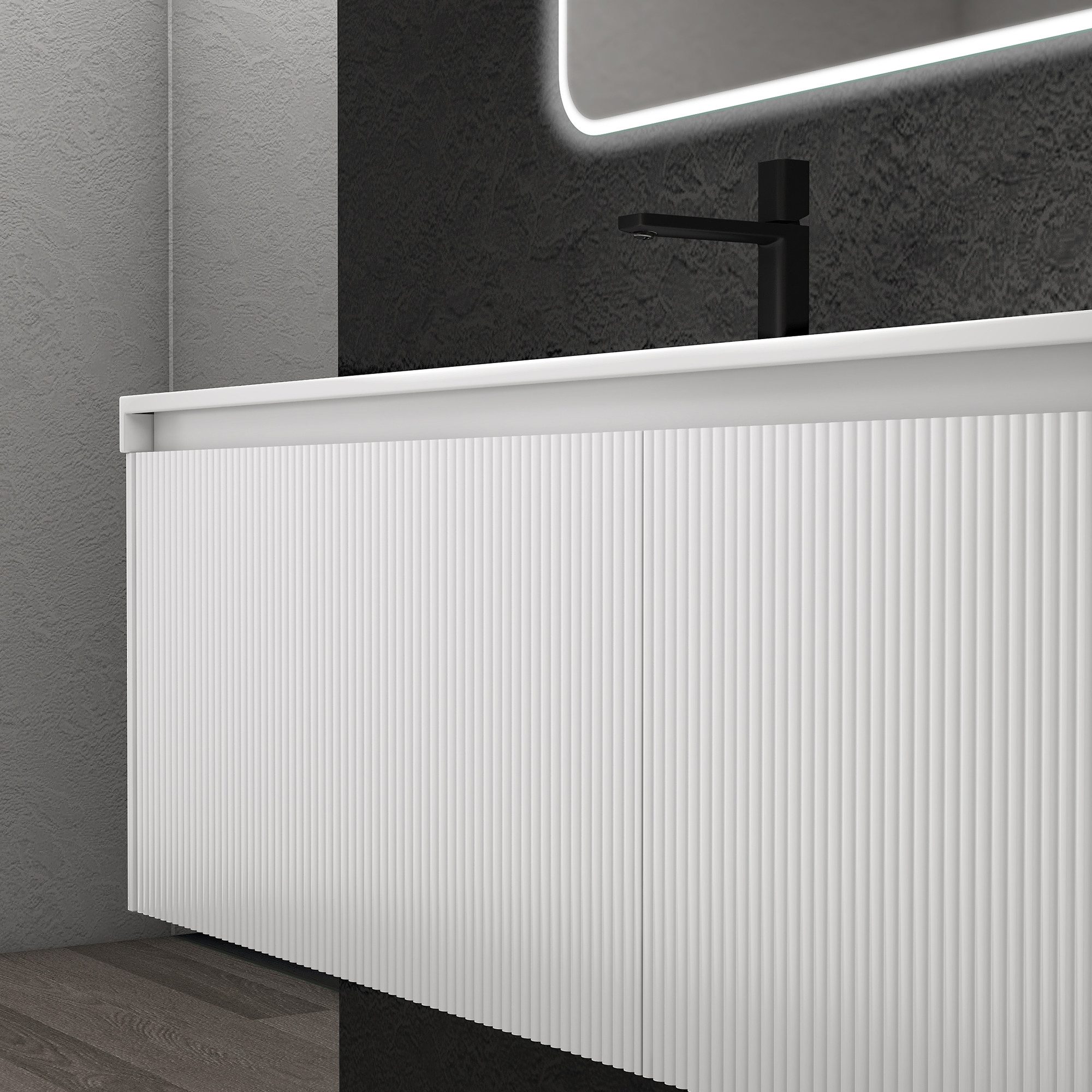doporro Badmöbel-Set Waschtisch mit unterschrank Badmöbel 120x50x46cm große Schublade Santa, mit hochwertigen lackierten E1 MDF-Platten – Bild 5 von 5