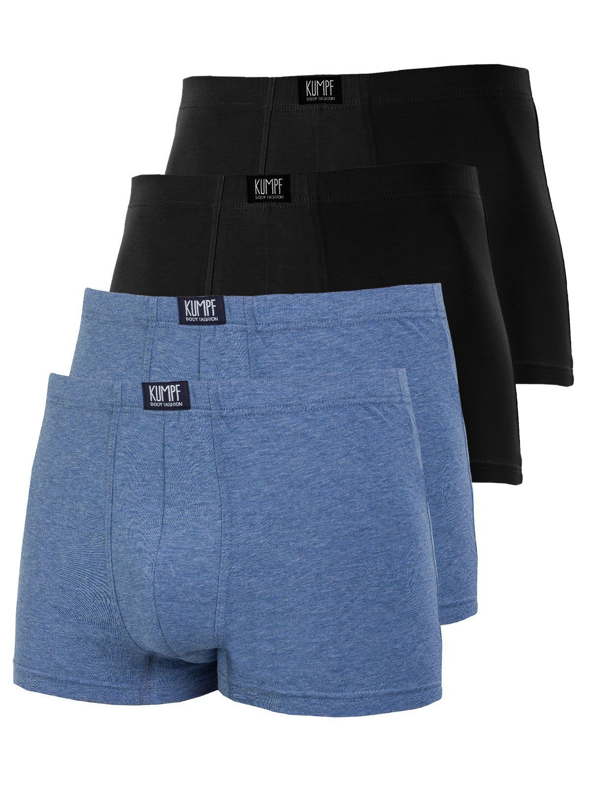 Retro schwarz hohe Cotton Herren (Spar-Set, Sparpack Pants Bio 4-St) poseidon KUMPF Markenqualität Pants 4er