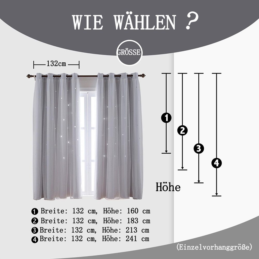 FOUORTUNATE-BEE Gardine Vorhänge Blickdicht Kinderzimmer Halbtransparent (1 günstig online kaufen