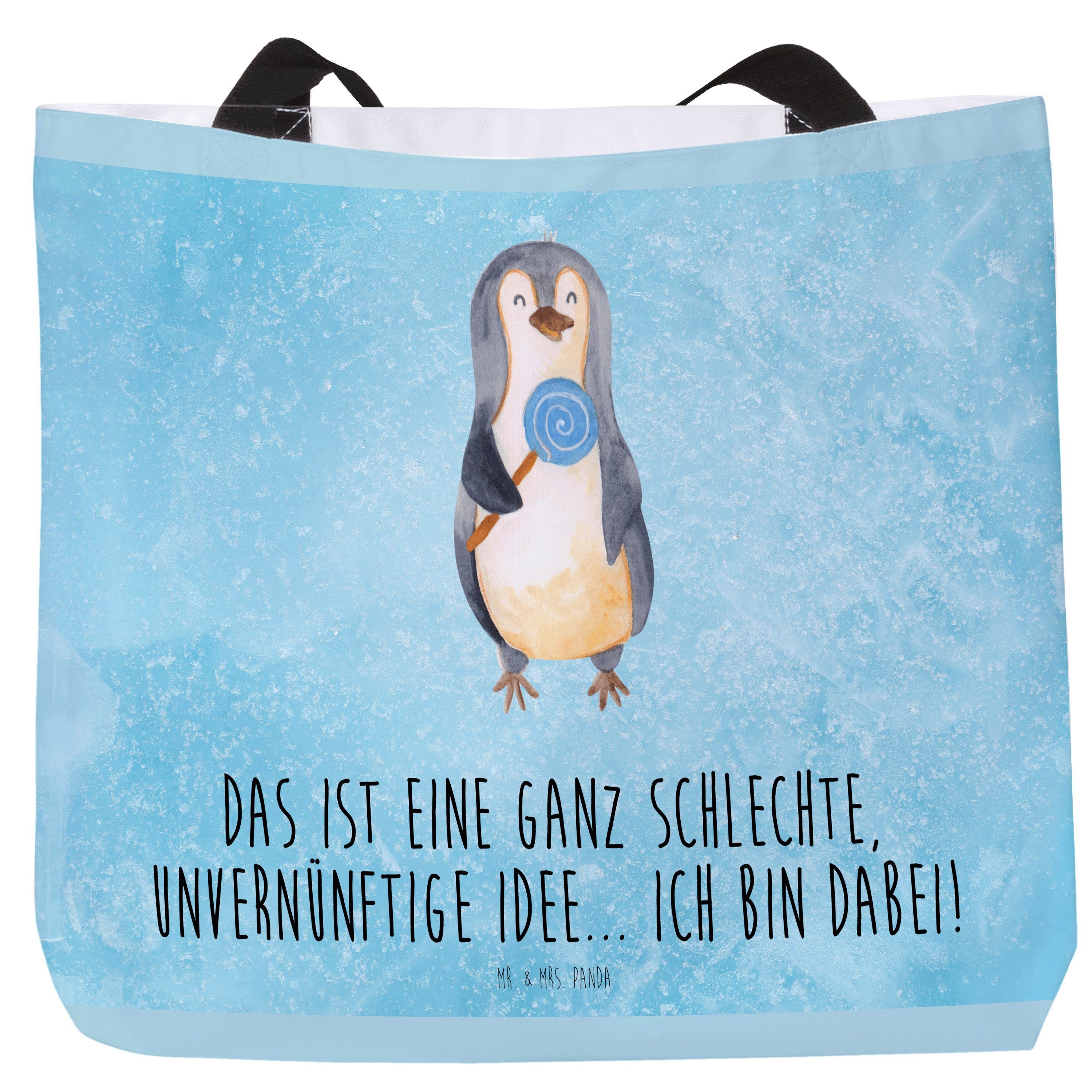 Mr. & Mrs. Panda Shopper Pinguin Lolli - Eisblau - Geschenk, Beutel, Schulbeutel, Heißhunger, (1-tlg)