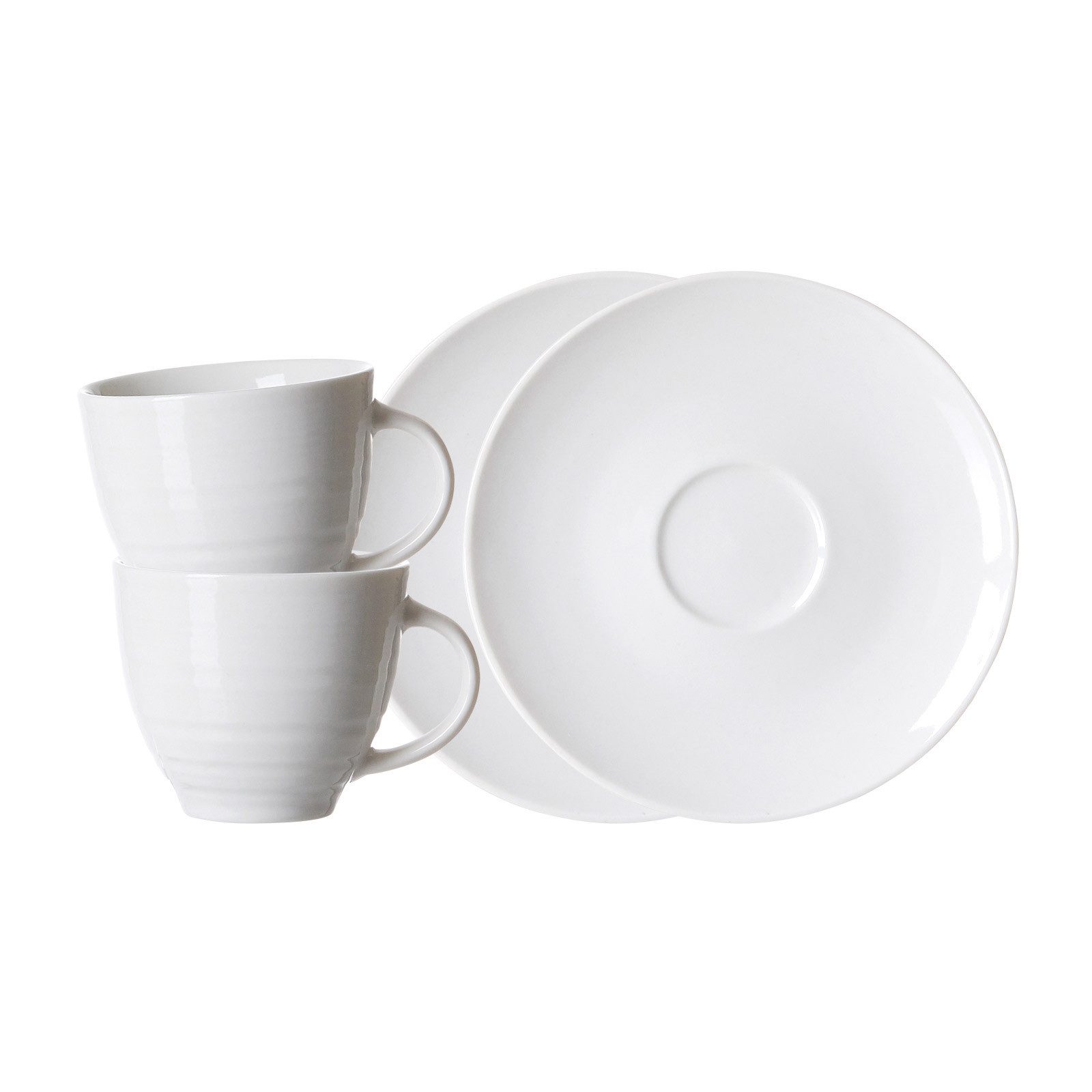 Ritzenhoff & Breker Tasse Suomi Espressotassen mit Untertassen 90 ml 2er Set, 2-tlg., Porzellan