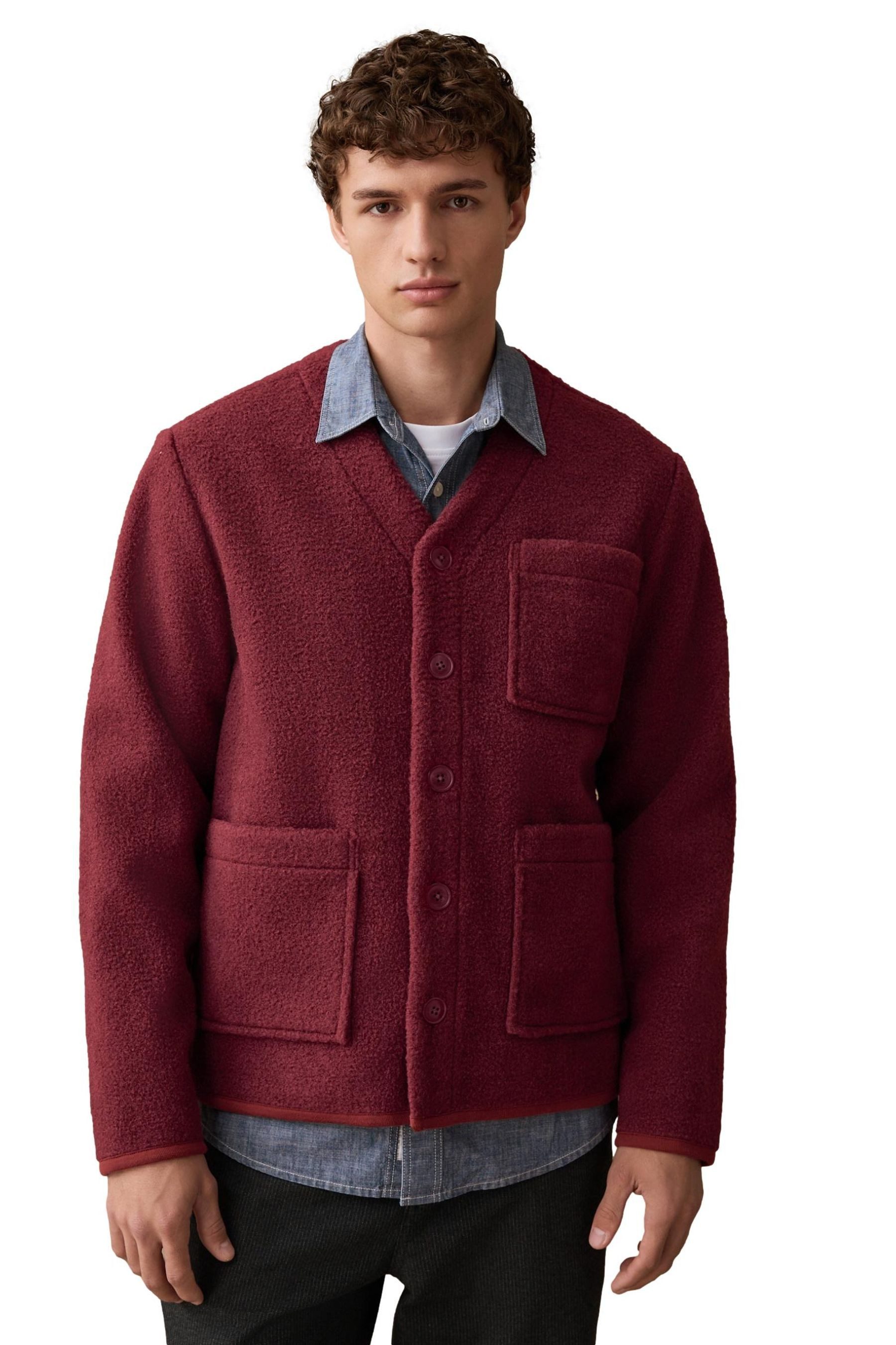 Cardigan Fleece-Strickjacke im Wolllook