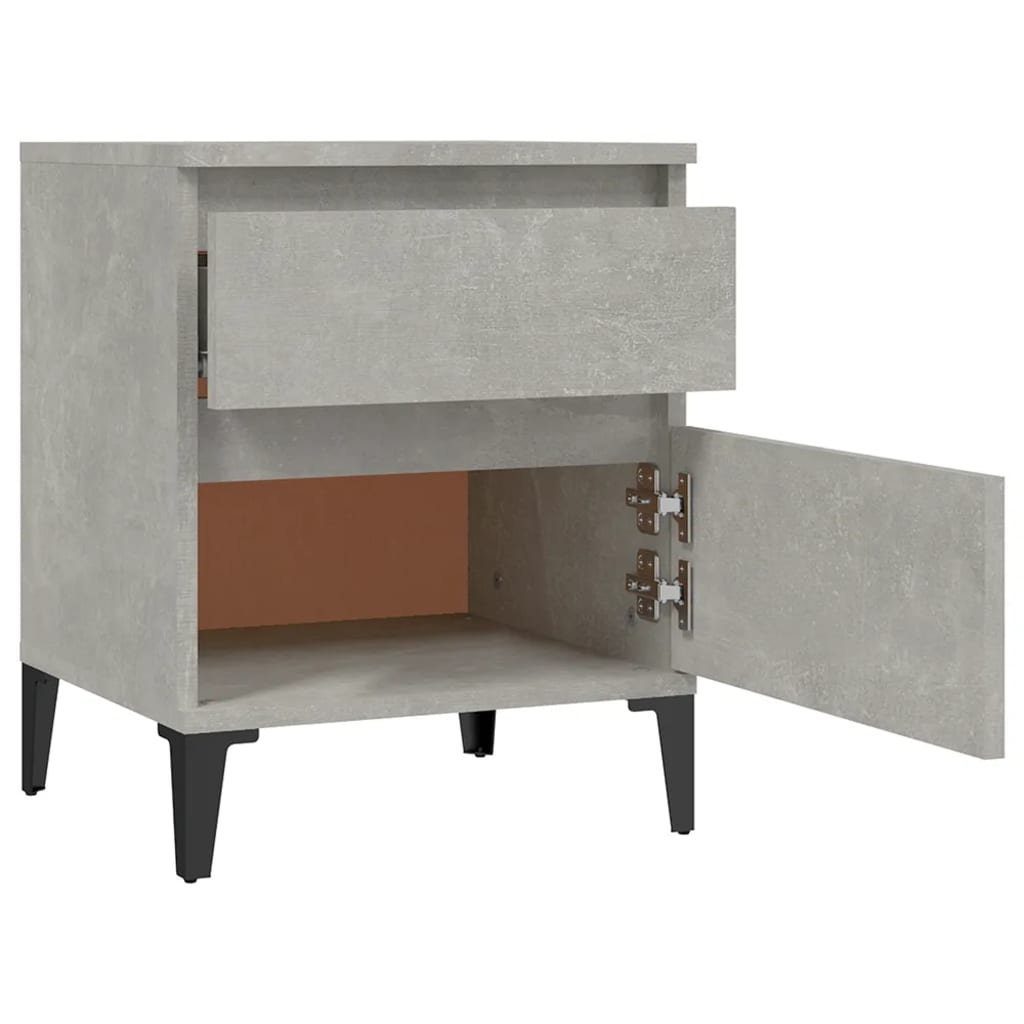 (1-St) Nachttisch 40x35x50 Fächerschrank Betongrau vidaXL cm