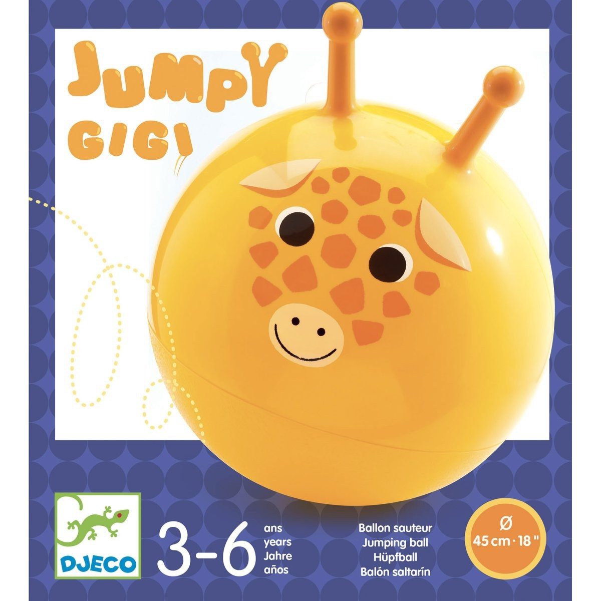 DJECO Hüpfball Ergonomischer Hüpfball für Kinder, rutschfest, Ø 40–45 cm, bis 60 kg