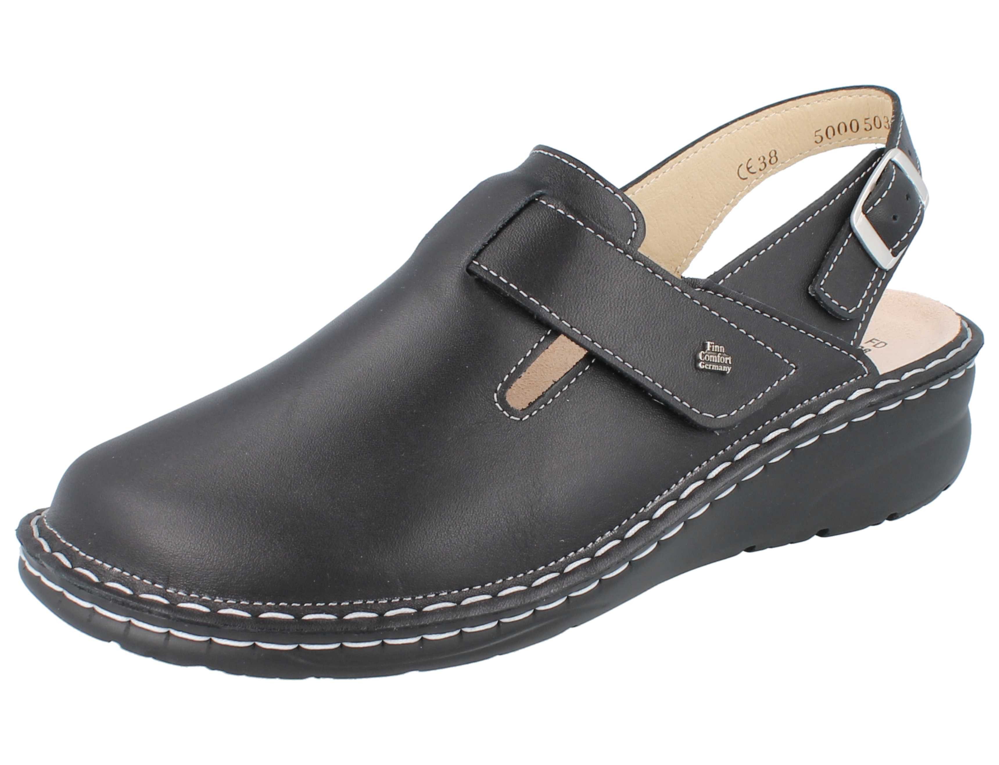 Finn Comfort FINN COMFORT Aveiro Damen Clog antistatic schwarz Nappaleder - Größe: Clog Wechselfußbett