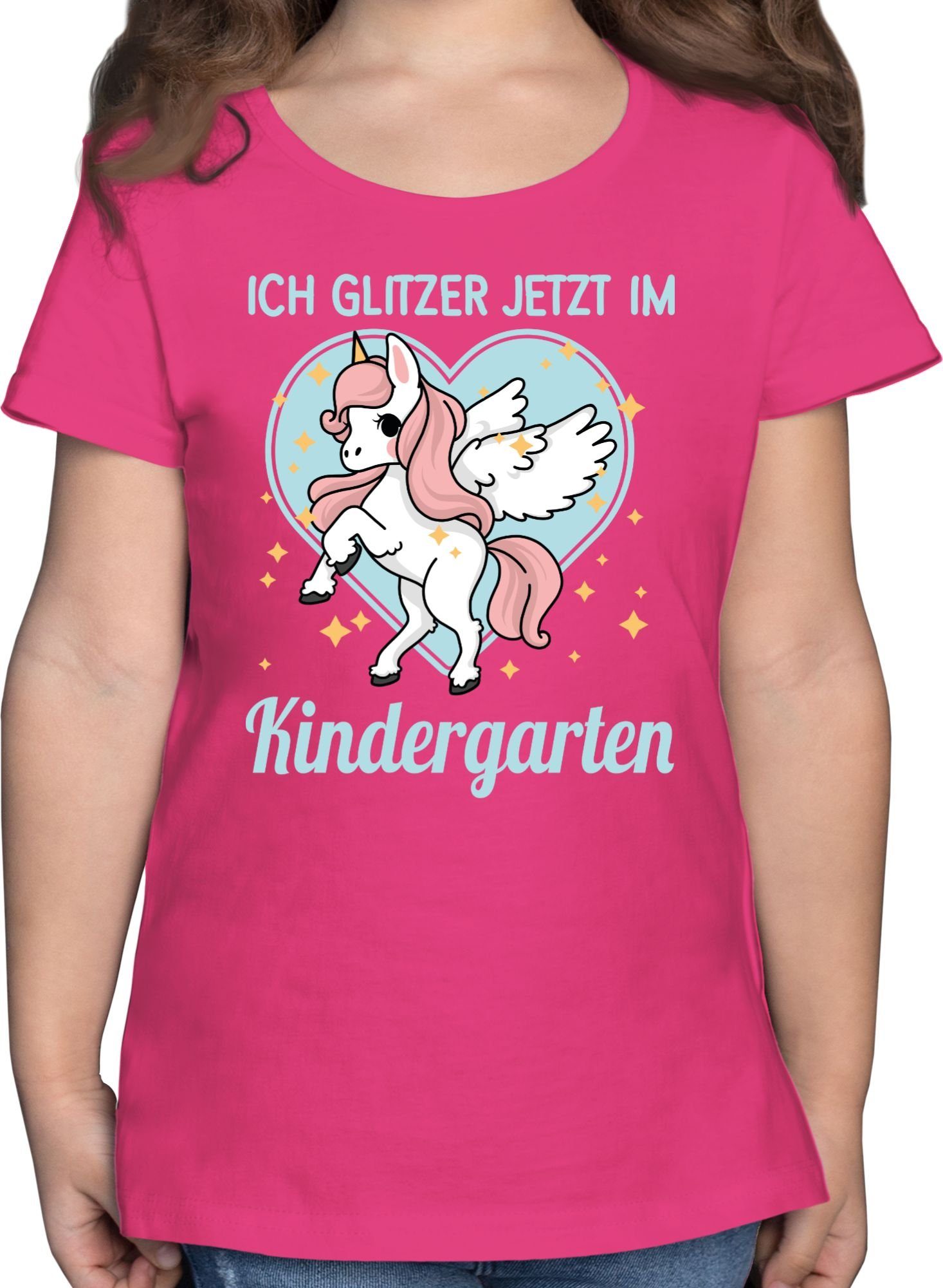 - Glitzer im T-Shirt Shirtracer 1 Einhorn Kindergarten Kindergarten Fuchsia jetzt Hallo