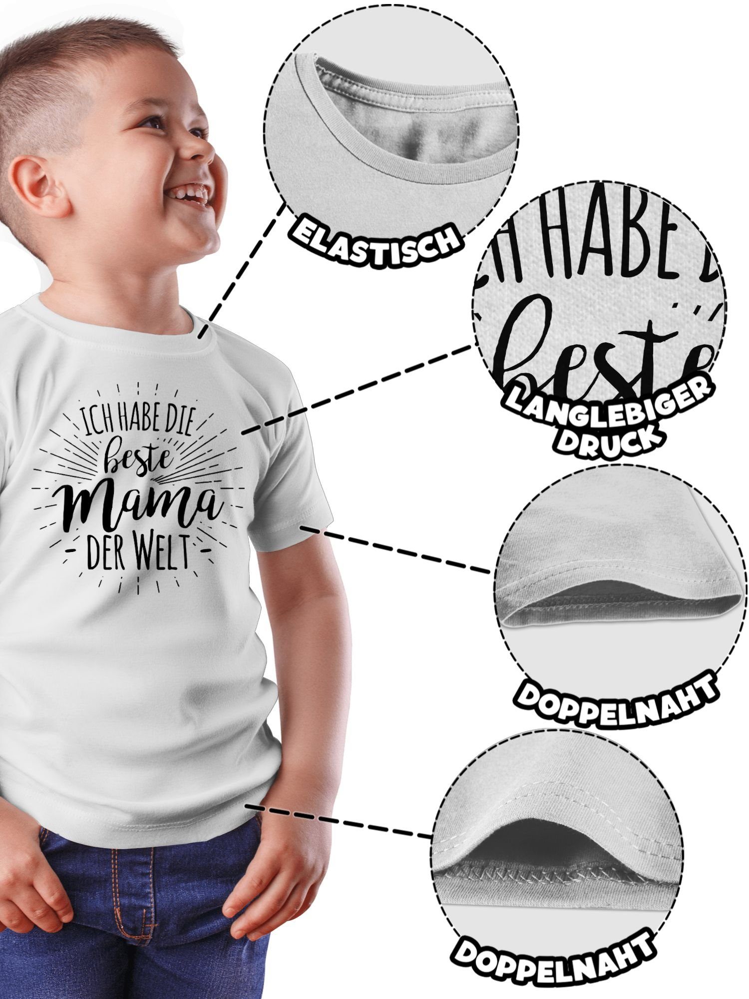 T-Shirt 3 die Mama beste der Weiß Welt habe Muttertagsgeschenk Ich Shirtracer