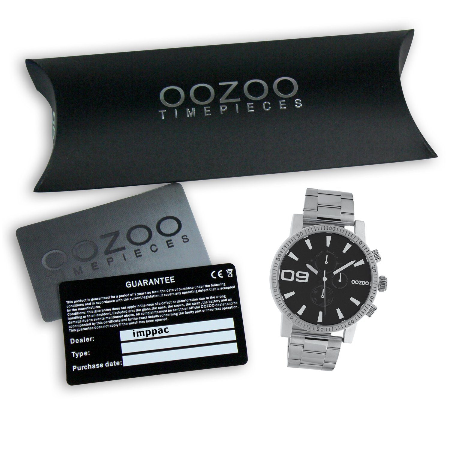 Herren Uhren OOZOO Quarzuhr UOC10706 Oozoo Herren Armbanduhr Edelstahl Analog, Herrenuhr rund, groß (ca. 45mm), Edelstahlarmband