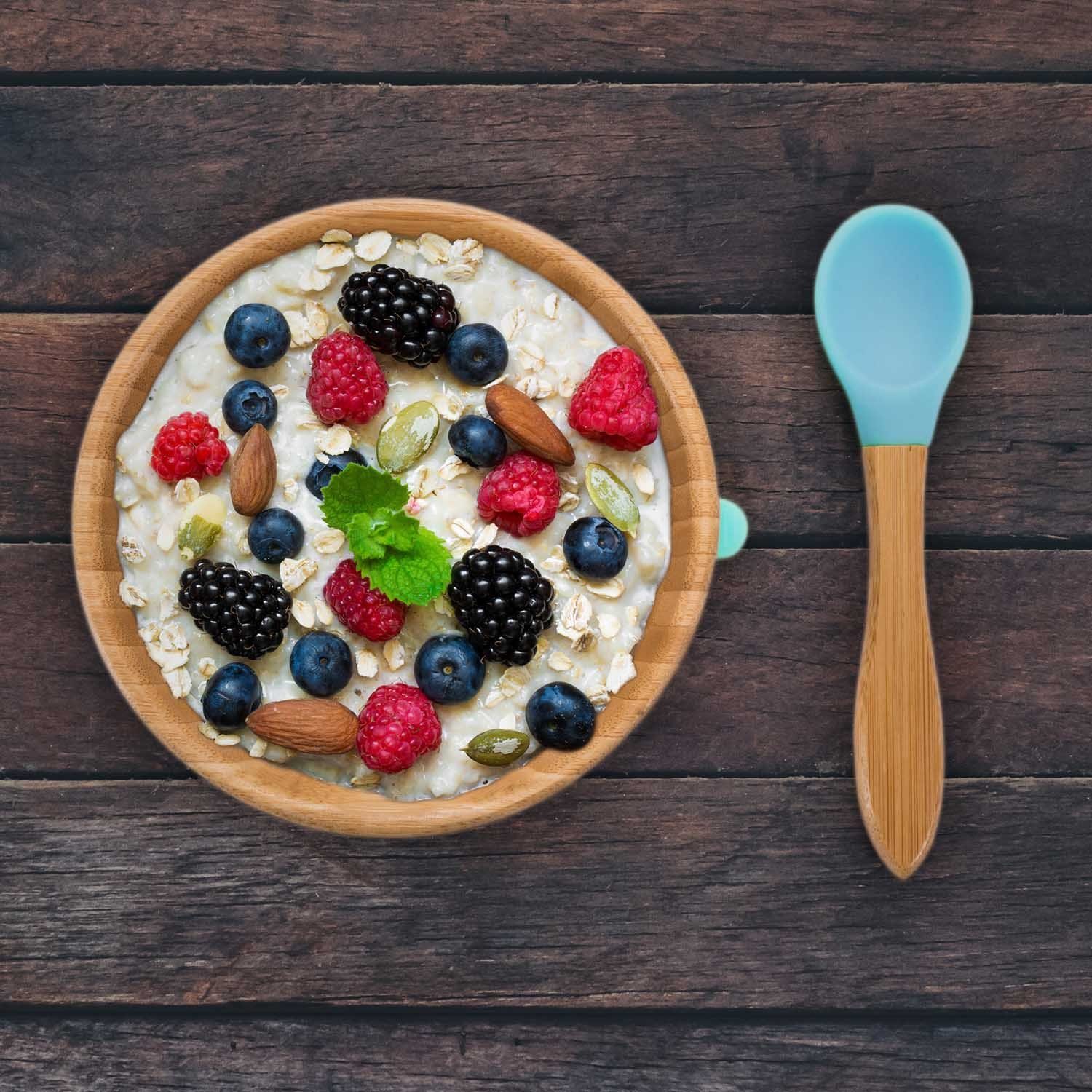 all Kids United Schüssel ALL KIDS UNITED–Bambus Schüssel Baby Kinder Breischüssel mit Saugnapf, Bambus, (Baby Müslischale), Breischale