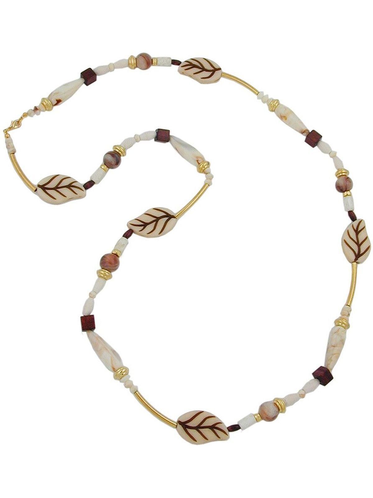 Gallay Perlenkette Kette Blätter, beige-braun (1-tlg)