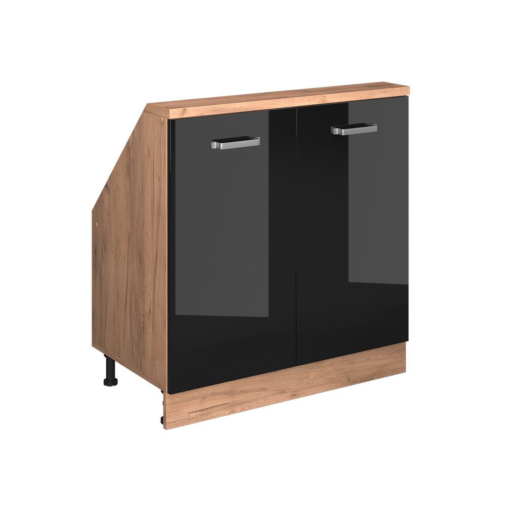 Vicco Unterschrank R-Line, Schwarz Hochglanz/Goldkraft Eiche, günstig online kaufen