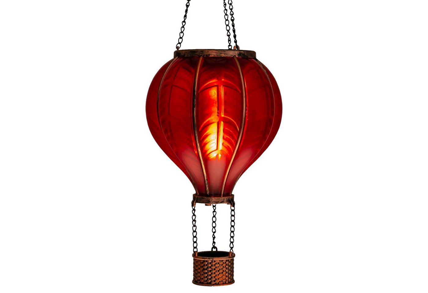 IC Gardenworld LED Solarleuchte LED Solar Heißluftballon mit Flammeneffekt Beleuchtung zum Aufhängen, LED fest integriert, warm-weiß mit Flammeneffekt, 20 warm-weiße Lichter