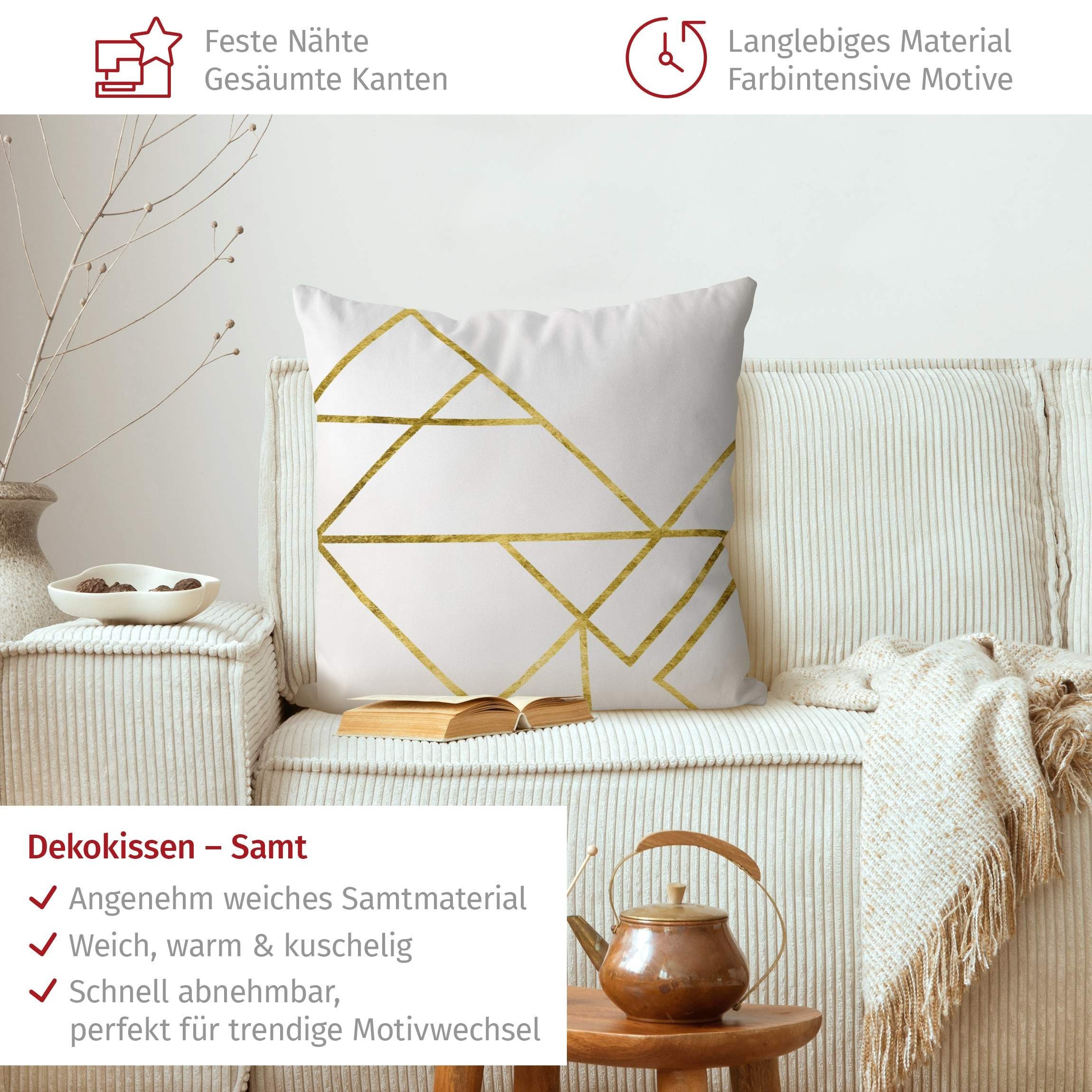 Bilderdepot24 Dekokissen drinnen Kissenhülle/ Sofakissen/ Zierkissen Kissenhülle gold Muster Ab, Bezug mit / ohne Füllung Zierkissen Outdoor Sofa Bett