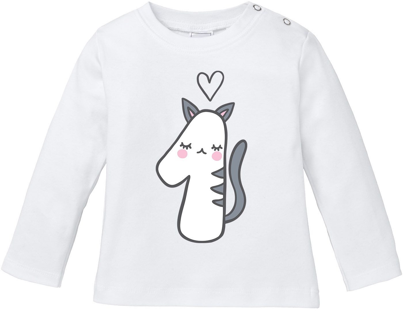 Rundhalsshirt Baby Langarmshirt Babyshirt mit Aufdruck erster Geburtstag eins 1