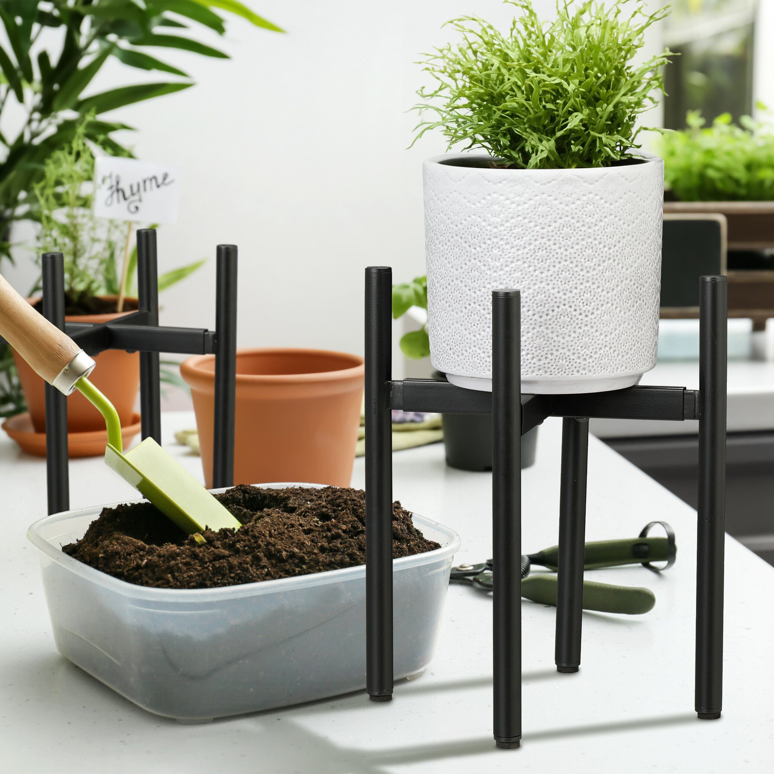 relaxdays Blumenständer Verstellbarer Pflanzenständer 2er Set, günstig online kaufen