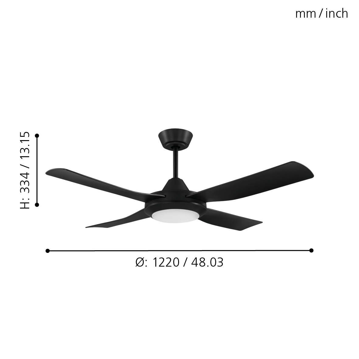 EGLO LED CCT LED Fernbedienung, Ø AC BONDI Motor, cm integriert, Infrarot Warmweiß, Kaltweiß, mit Ventilator Neutralweiß, dimmbar, über Beleuchtung, Deckenleuchte 122 Fernbedienung, - inkl., 1, fest Fernbedienung