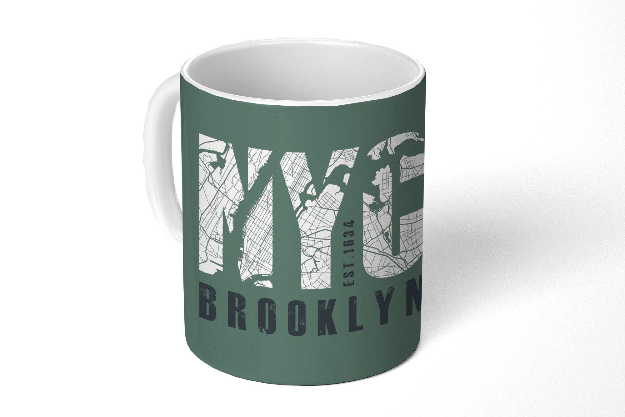 MuchoWow - NYC, Teetasse, Kaffeetassen, Tasse New - Teetasse, Grün Becher, Geschenk York Keramik,