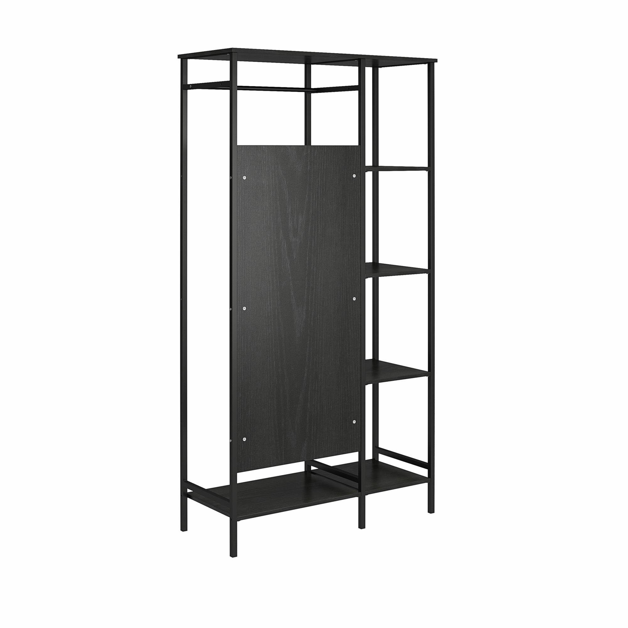 loft24 Kleiderschrank Modine schwarz Fächer, 180 4 cm Höhe